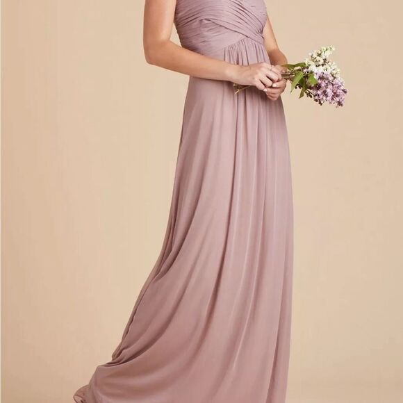 NWT BIRDY GREY Mauve Ryan Sleeveless Empire Waist Pleated sheer Gown M 4… - Picture 13 of 13